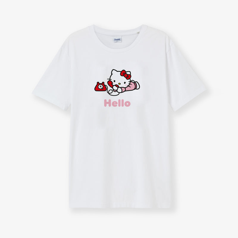 Hello Kitty Gang Telephone Cotton White T-Shirt